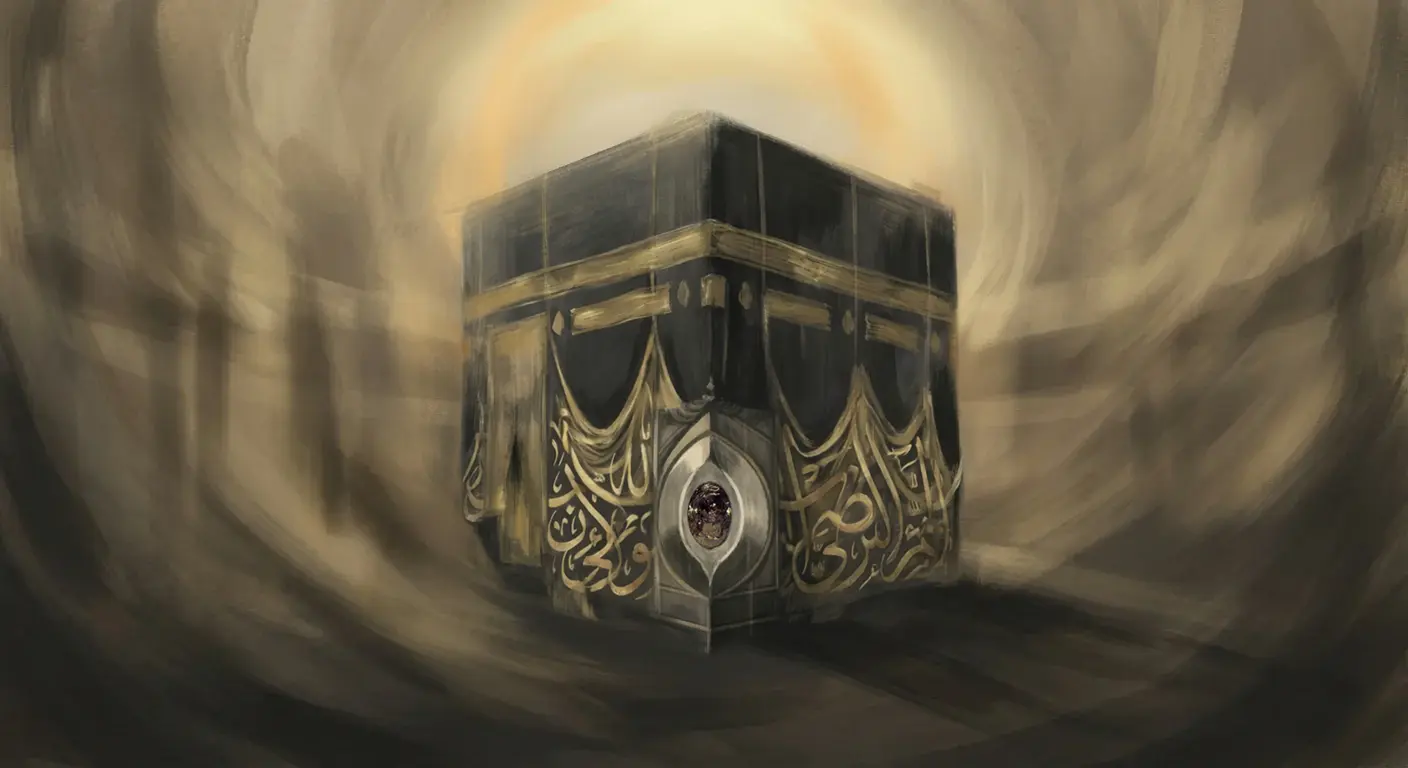 The image of HDE Ra Riaz Gohar Shahi on the Holy Black Stone (Kaaba)